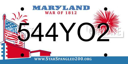 544YO2 Maryland License Plate