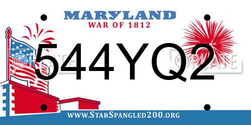 544YQ2 Maryland License Plate
