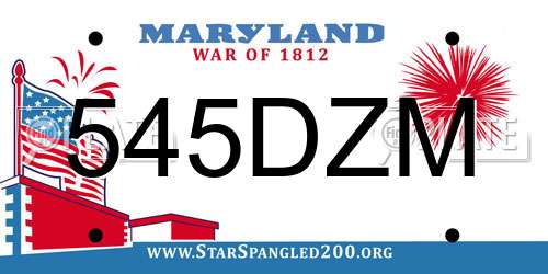 545DZM Maryland License Plate