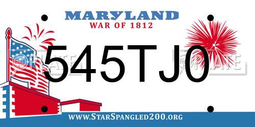 545TJ0 Maryland License Plate