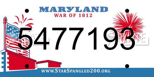 5477193 Maryland License Plate