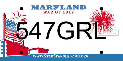 547GRL Maryland License Plate