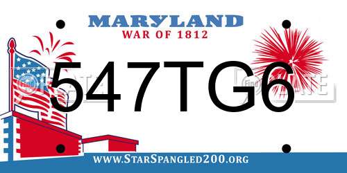 547TG6 Maryland License Plate