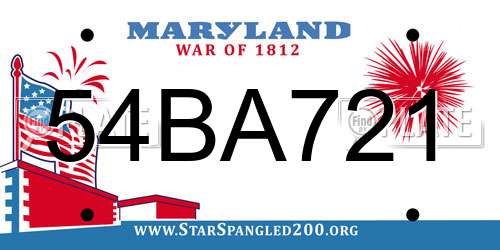 54BA721 Maryland License Plate