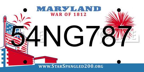 54NG787 Maryland License Plate