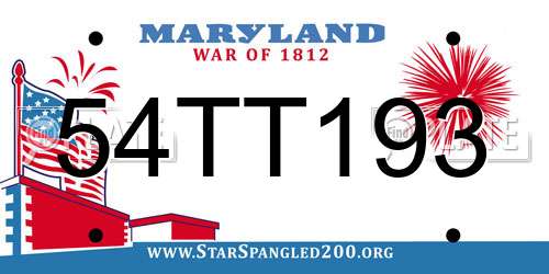 54TT193 Maryland License Plate