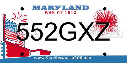 552GXZ Maryland License Plate