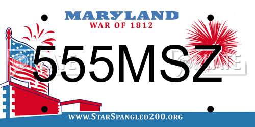 555MSZ Maryland License Plate