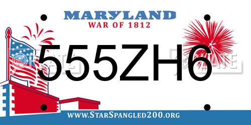555ZH6 Maryland License Plate