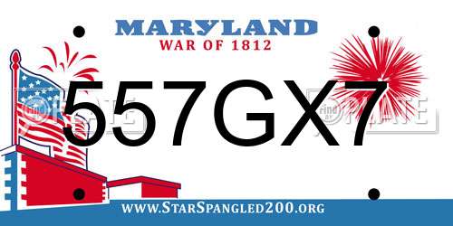 557GX7 Maryland License Plate