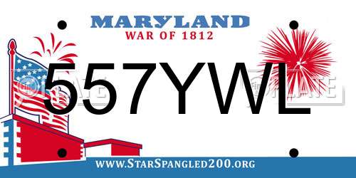557YWL Maryland License Plate