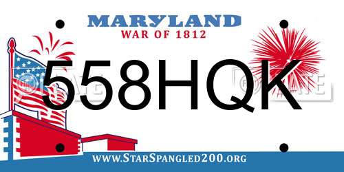 558HQK Maryland License Plate