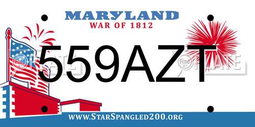 559AZT Maryland License Plate