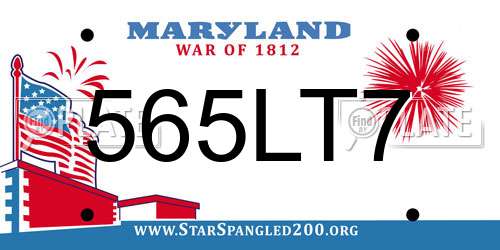 565LT7 Maryland License Plate
