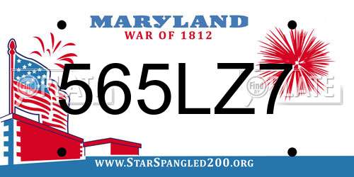 565LZ7 Maryland License Plate