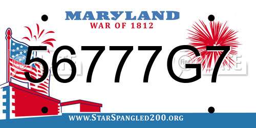 56777G7 Maryland License Plate