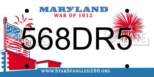 568DR5 Maryland License Plate