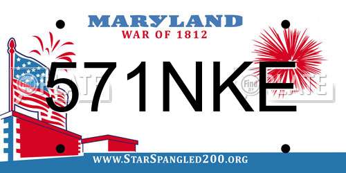 571NKE Maryland License Plate