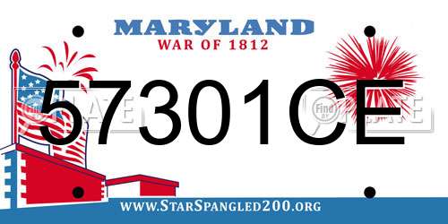 57301CE Maryland License Plate