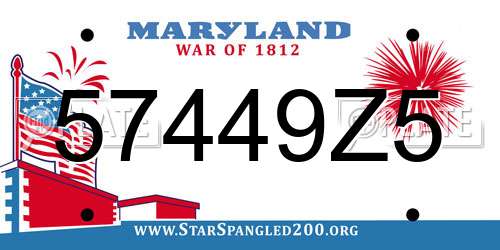 57449Z5 Maryland License Plate