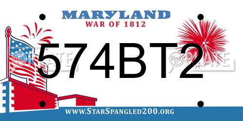 574BT2 Maryland License Plate
