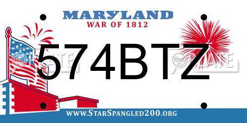 574BTZ Maryland License Plate