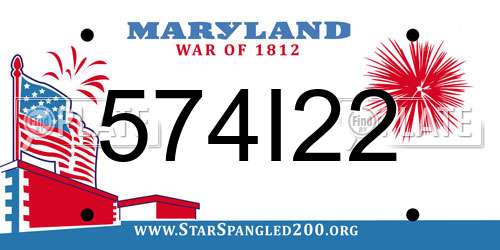 574I22 Maryland License Plate