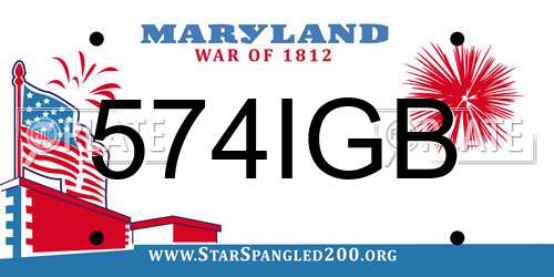 574IGB Maryland License Plate