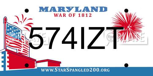 574IZT Maryland License Plate