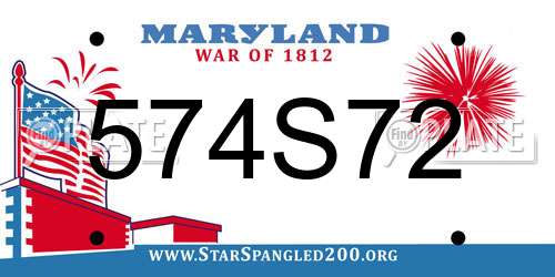 574S72 Maryland License Plate