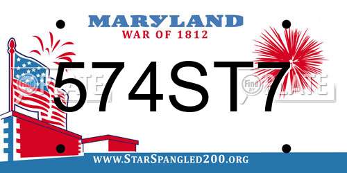 574ST7 Maryland License Plate