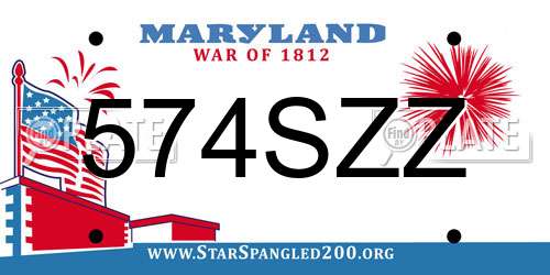 574SZZ Maryland License Plate