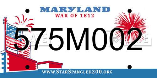 575M002 Maryland License Plate