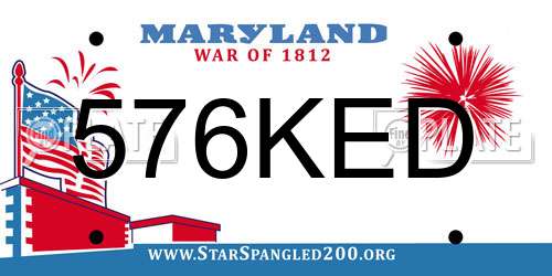 576KED Maryland License Plate