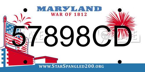 57898CD Maryland License Plate