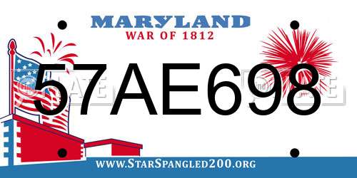 57AE698 Maryland License Plate