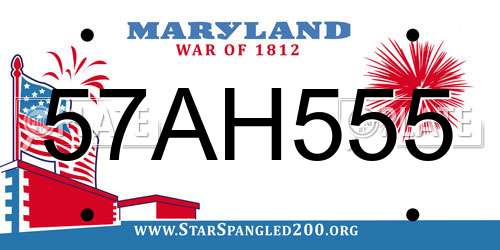57AH555 Maryland License Plate
