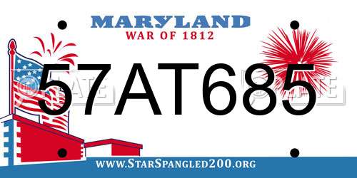 57AT685 Maryland License Plate
