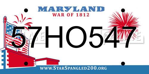 57HO547 Maryland License Plate