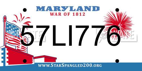 57LI776 Maryland License Plate