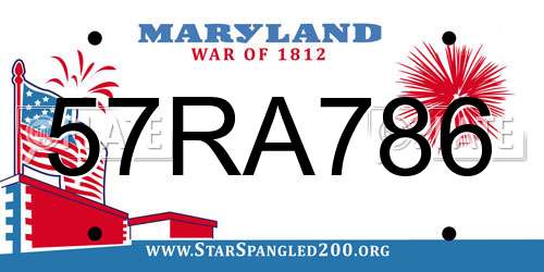 57RA786 Maryland License Plate