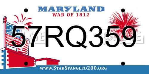 57RQ359 Maryland License Plate