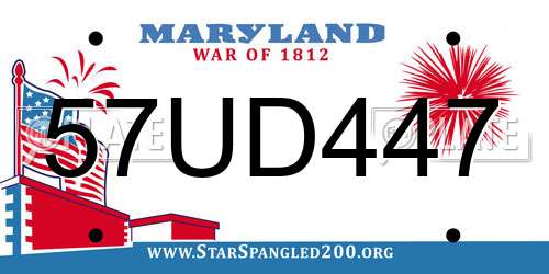 57UD447 Maryland License Plate