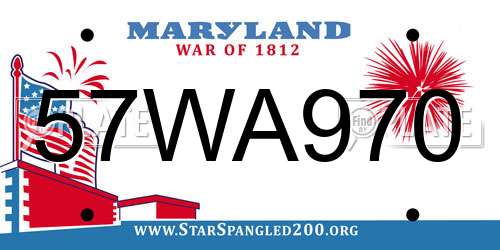 57WA970 Maryland License Plate