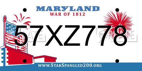 57XZ778 Maryland License Plate