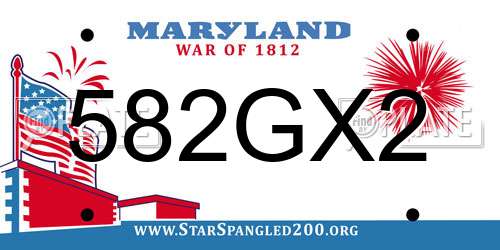 582GX2 Maryland License Plate