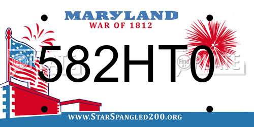 582HT0 Maryland License Plate