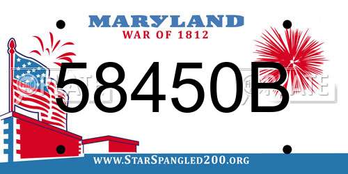 58450B Maryland License Plate