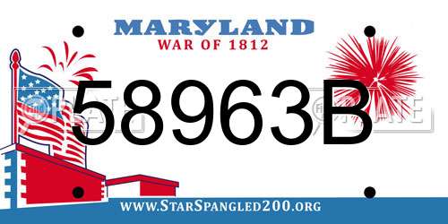 58963B Maryland License Plate