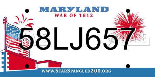 58LJ657 Maryland License Plate